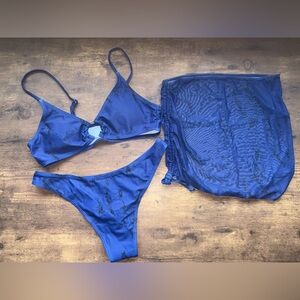 NWOT Elegant Blue Women's 3 pc Bikini Swim Set